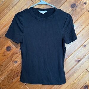 Boden Black Ribbed Knit Top Size Small